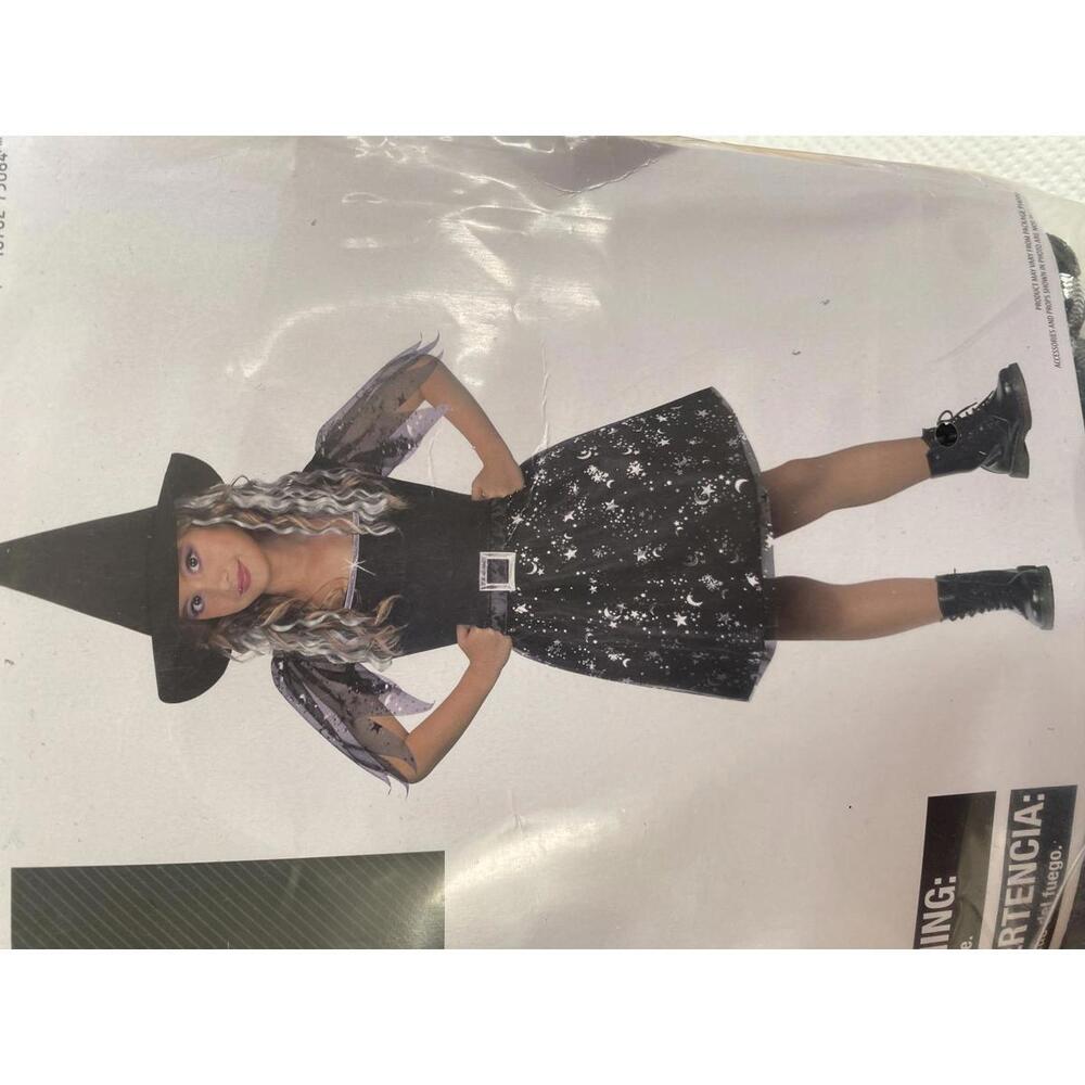 Girls' Celestial Witch Costume - Dress and Hat Set, Medium (7/8)